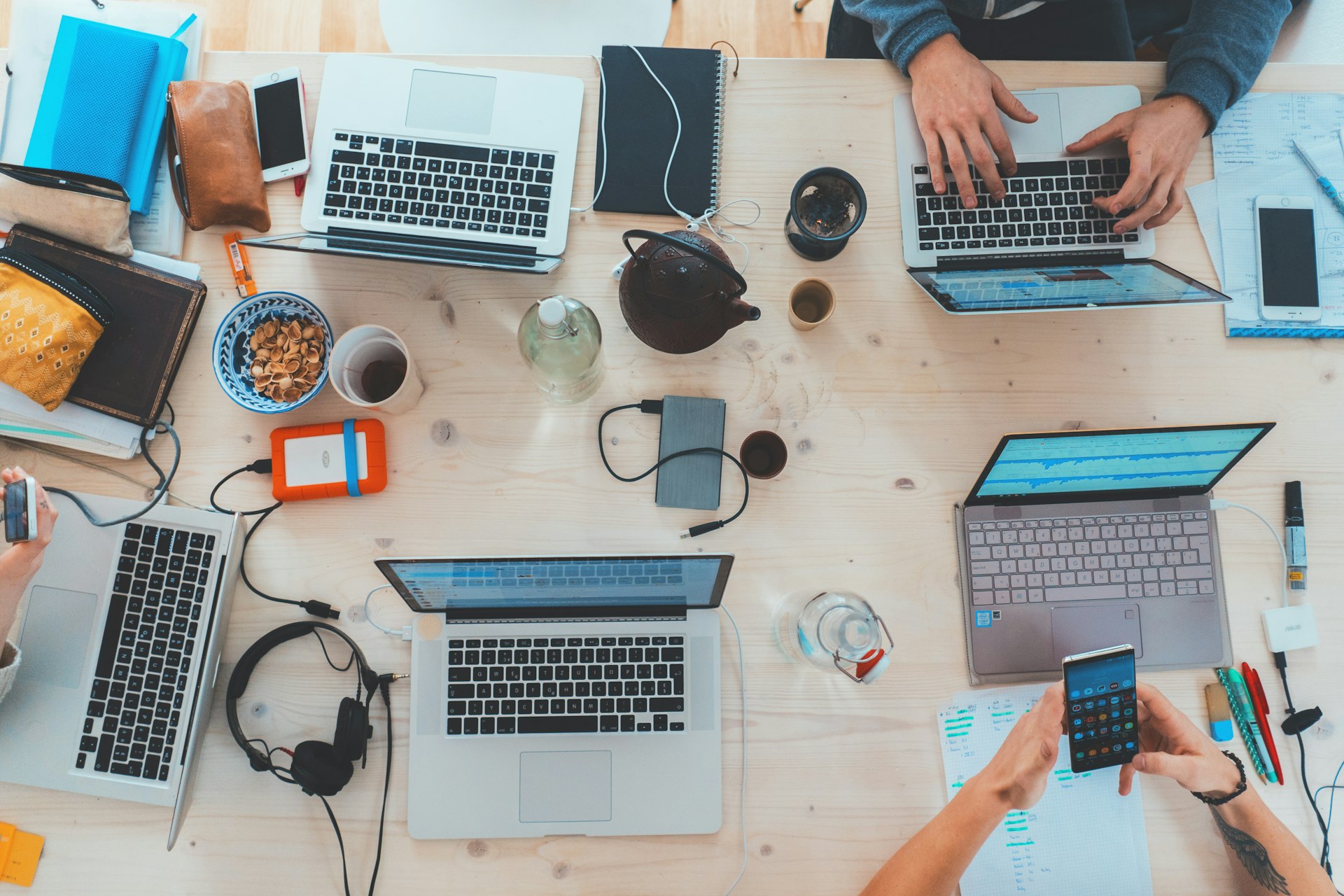 Technology workspace with multiple screens